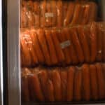 Carrots packaged and placed in a refrigerator