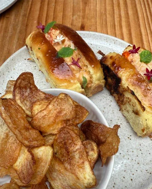 kettle chips and savory brunch sandwiches