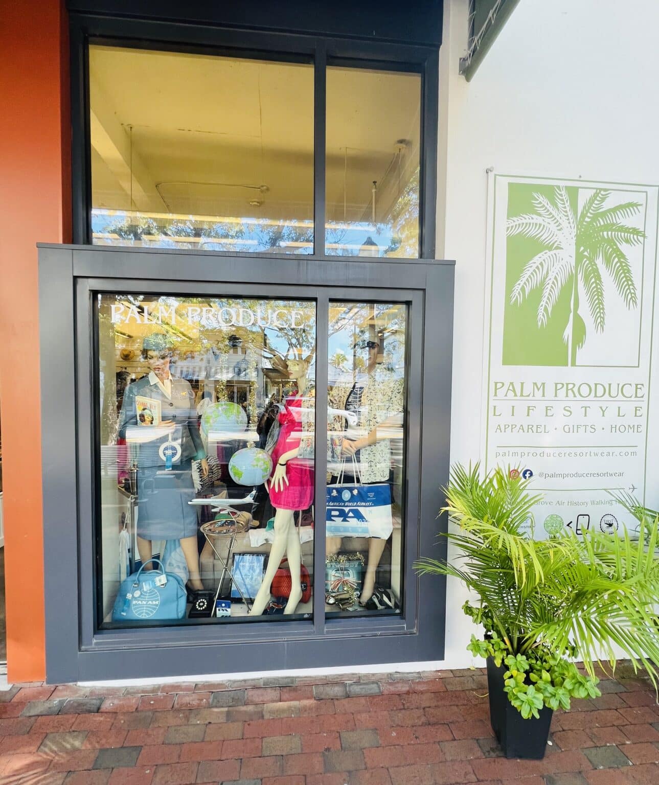 The exterior of Palm Produce Resortwear building.