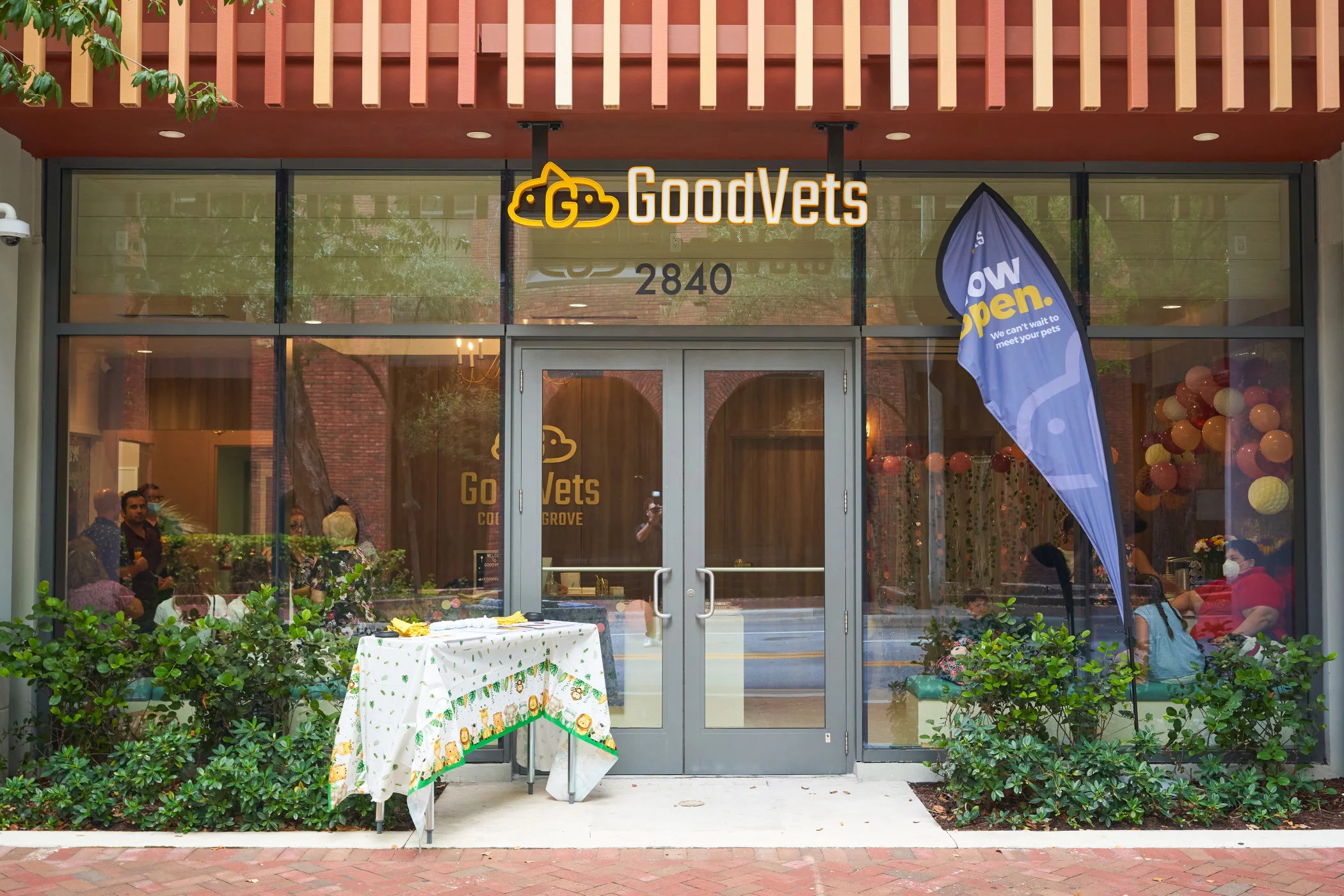 Exterior building and front door of GoodVets Pet clinic.