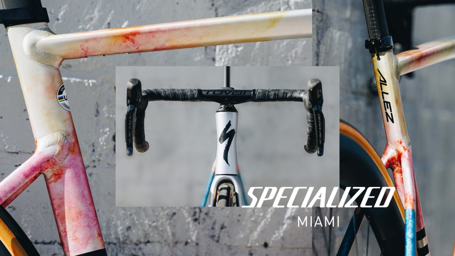 A collage image of bike frame pieces for a Specialized Bike Store in Coconut Grove, FL.