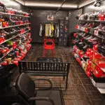 sneakers on shelves for sale at fade masters