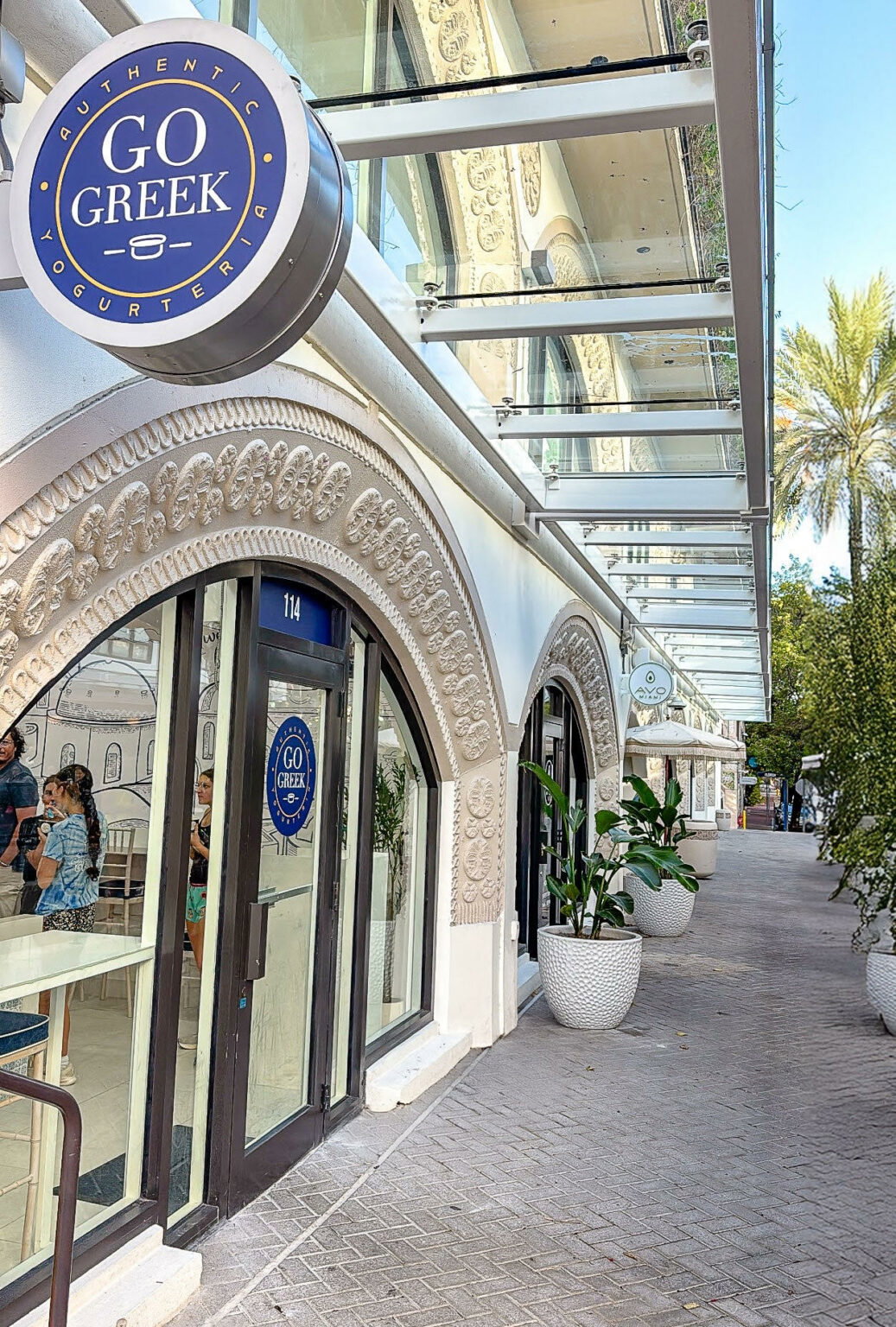 Go Greek yogurt place, exterior door entrance.