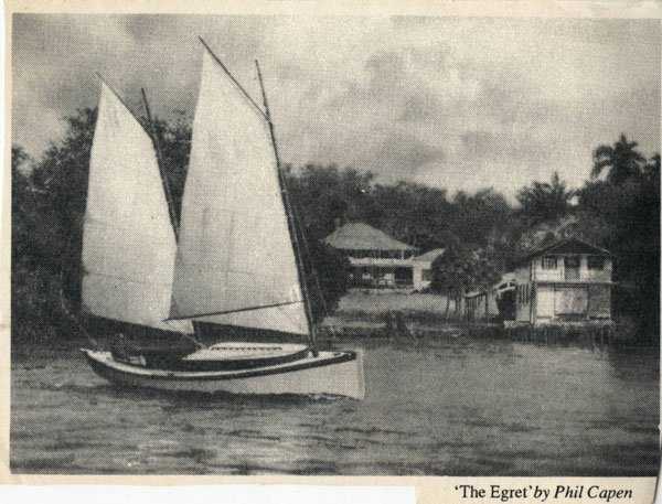 sailboat bay boathouse vintage photo palm trees